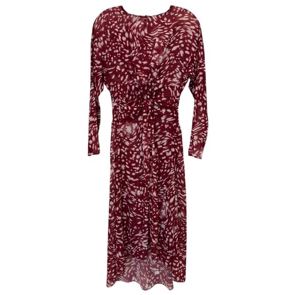 Maje Rivole Imprime Asymmetrical Midi Dress Size Small - Picture 4 of 13